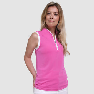 Bloom2 Ladies Sleeveless Polo Shirt - Azalea Pink