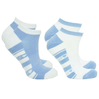 Pure Ladies 2 Pair Pack Of Trainer Golf Socks- Pale Blue