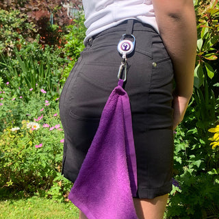 Lady Golfer Retractable Golf Towel - Purple