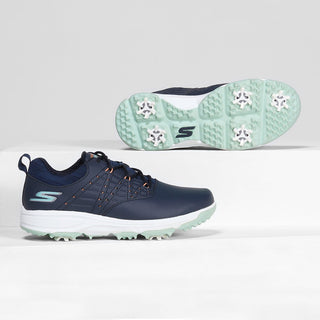 Skechers Go Golf Pro 2 Soft Spike Waterproof Ladies Golf Shoes - Navy and Turquoise