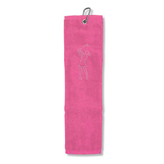 Ladies Crystal Lady Tri-Fold Golf Towel- pastel pink