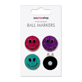 Ladies Smiley Golf ball Marker and Visor Clip Set