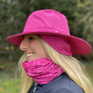 Ladies Golf Waterproof Fleece Lined Rain Hat- Pink