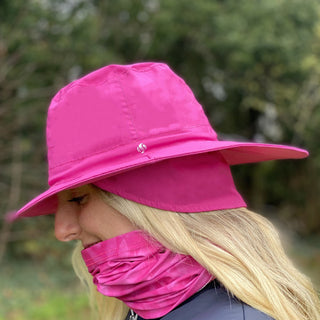 Ladies Golf Waterproof Fleece Lined Rain Hat- Pink